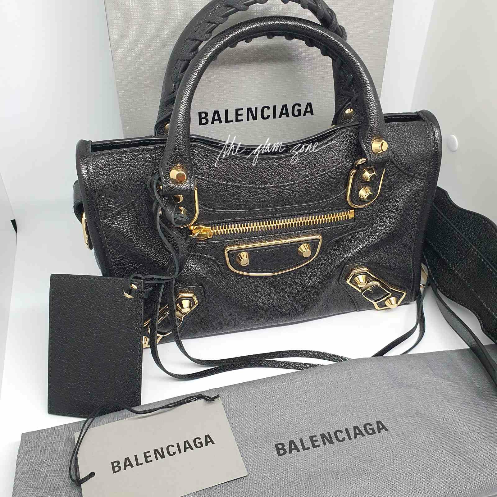 Balenciaga Classic Metallic Edge City Shoulder Bag Black in Sheepskin with  Goldtone  US