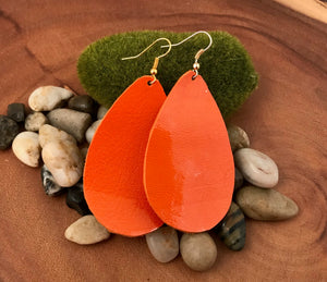 Tangerine Tryst Leather Earrings