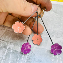 Load image into Gallery viewer, Pink &amp; Winecup Flowers Upcycled Tin Earrings