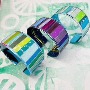 Fenced Aquas Upcycled Tesserae Tin Cuff