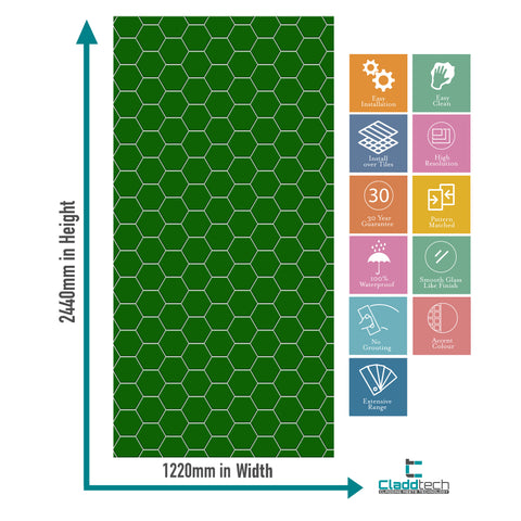 Hexagon Tile Wall Panel Green