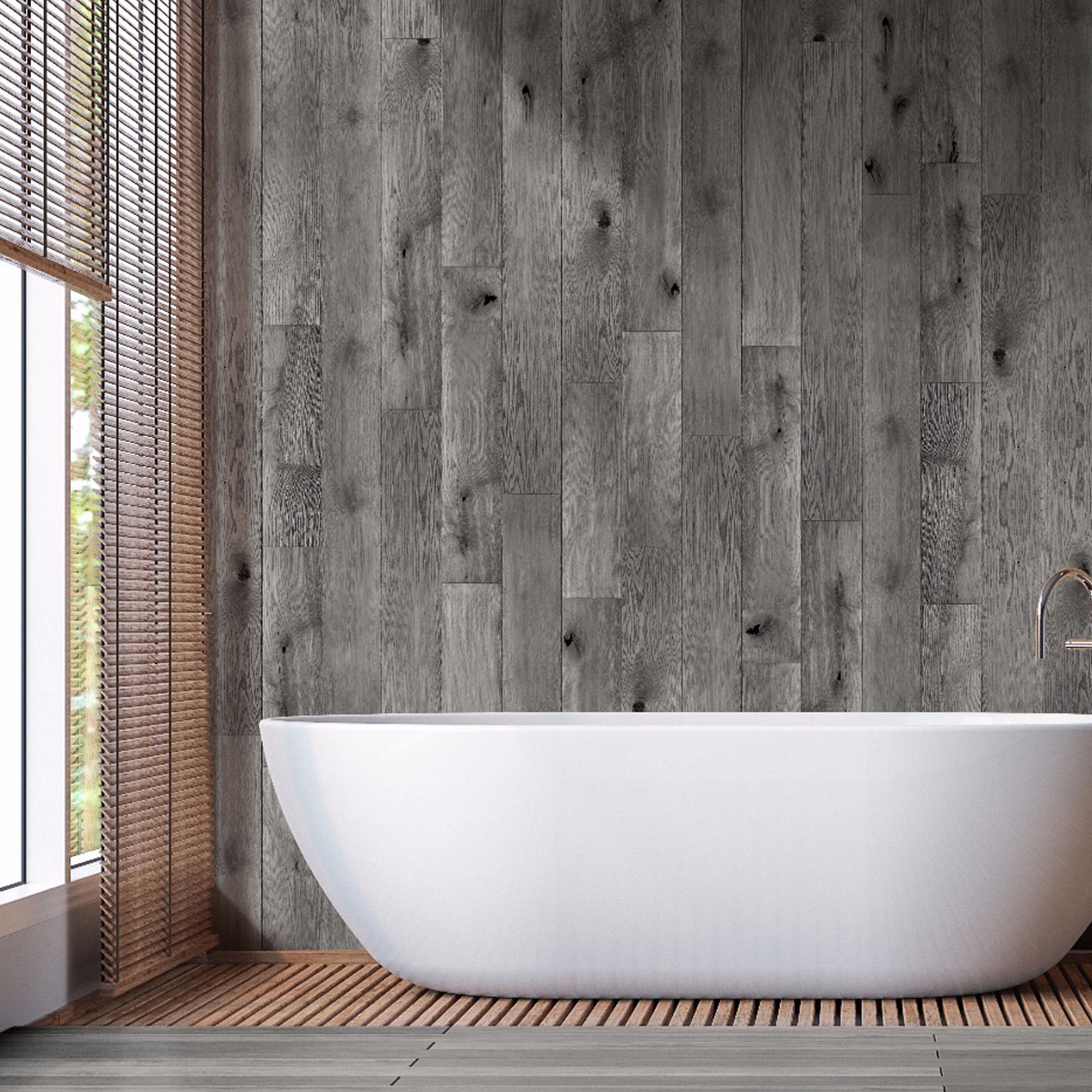 Distressed Grey Oak Wood Bathroom Wall Panels Pvc 8mm Thick Cladding 26m X 025m Claddtech