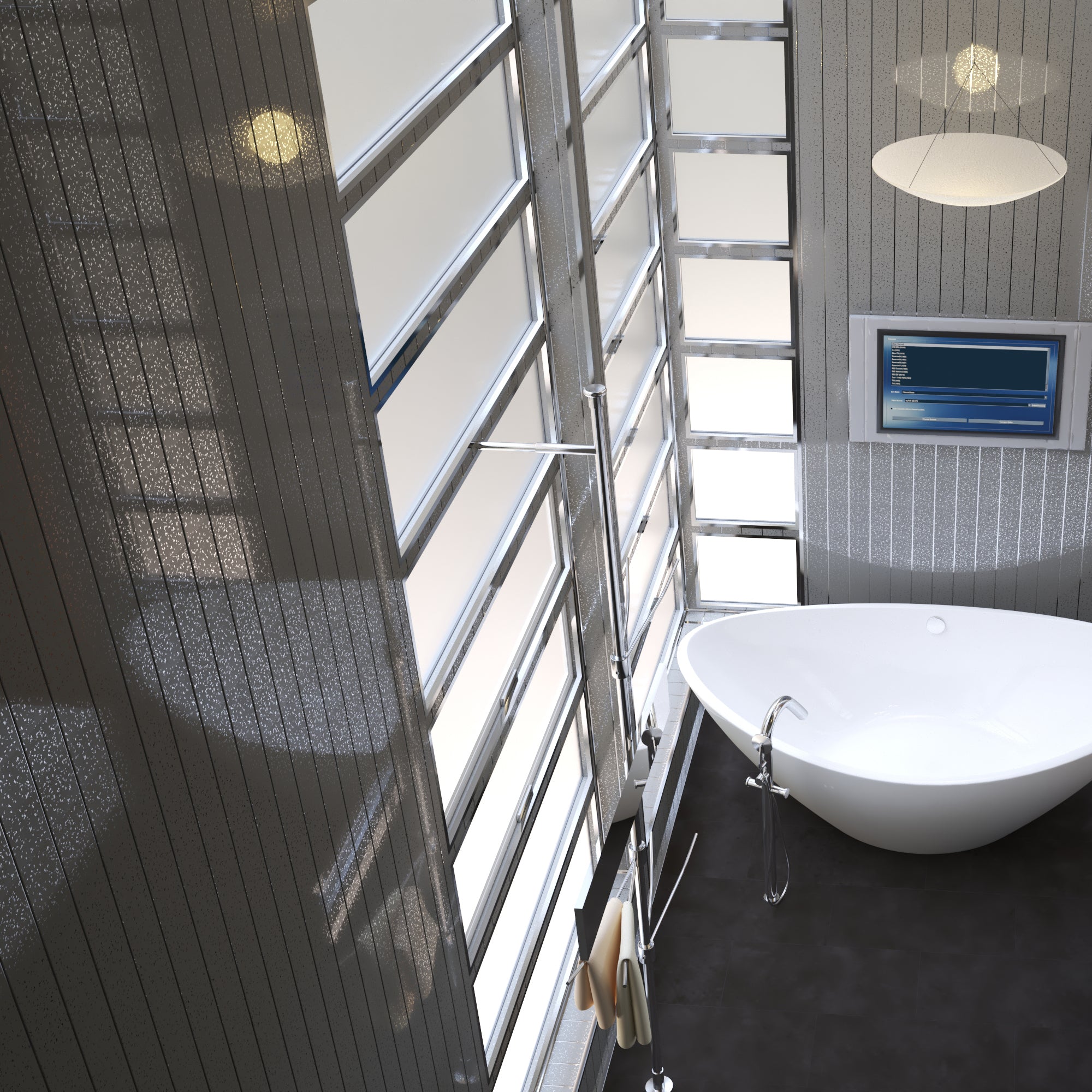 Grey Sparkle & Chrome Bathroom Wall Panels PVC 5mm Thick