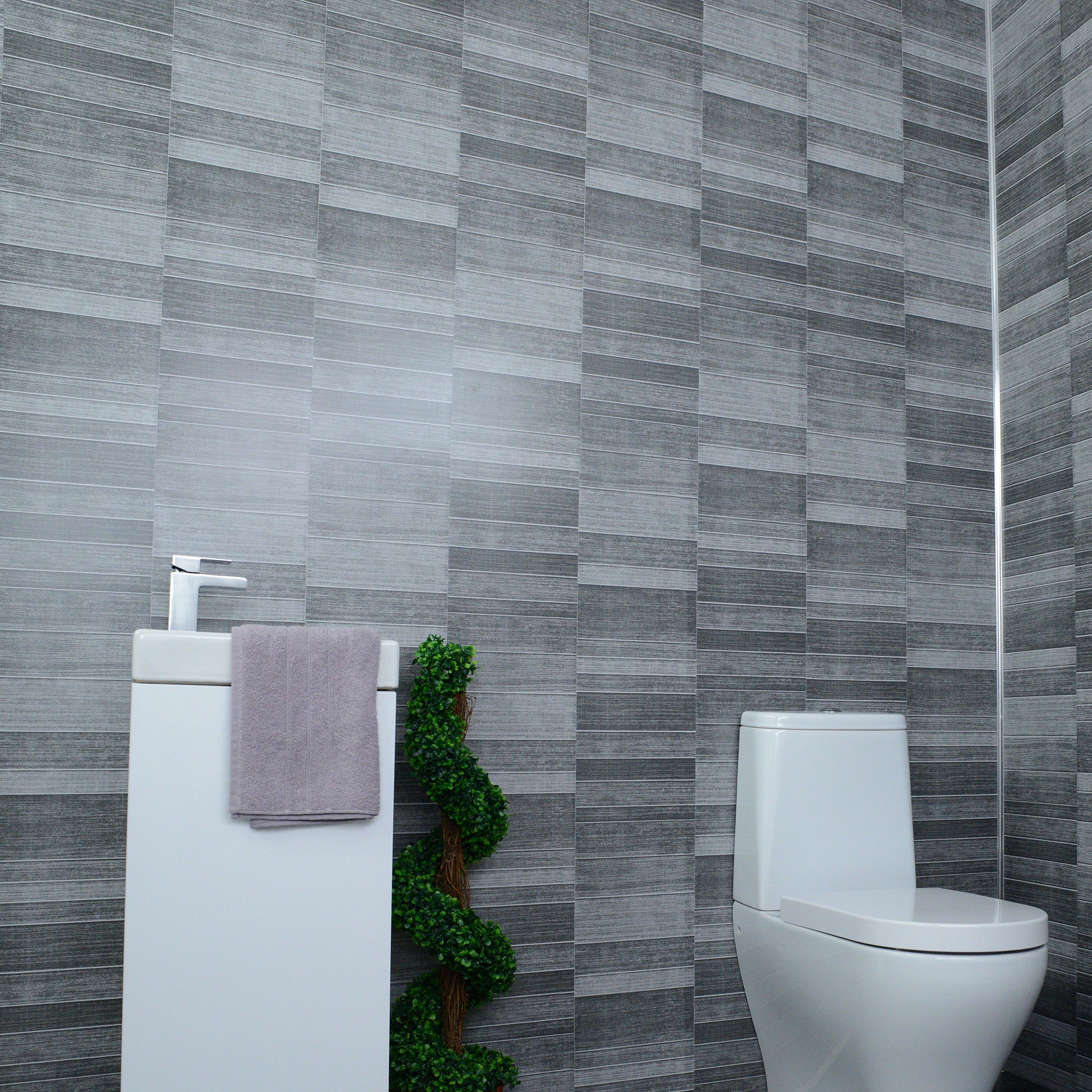 Grey Anthracite Tile Effect Bathroom Wall Cladding Shower Panels 26m X 025m X 5mm Claddtech