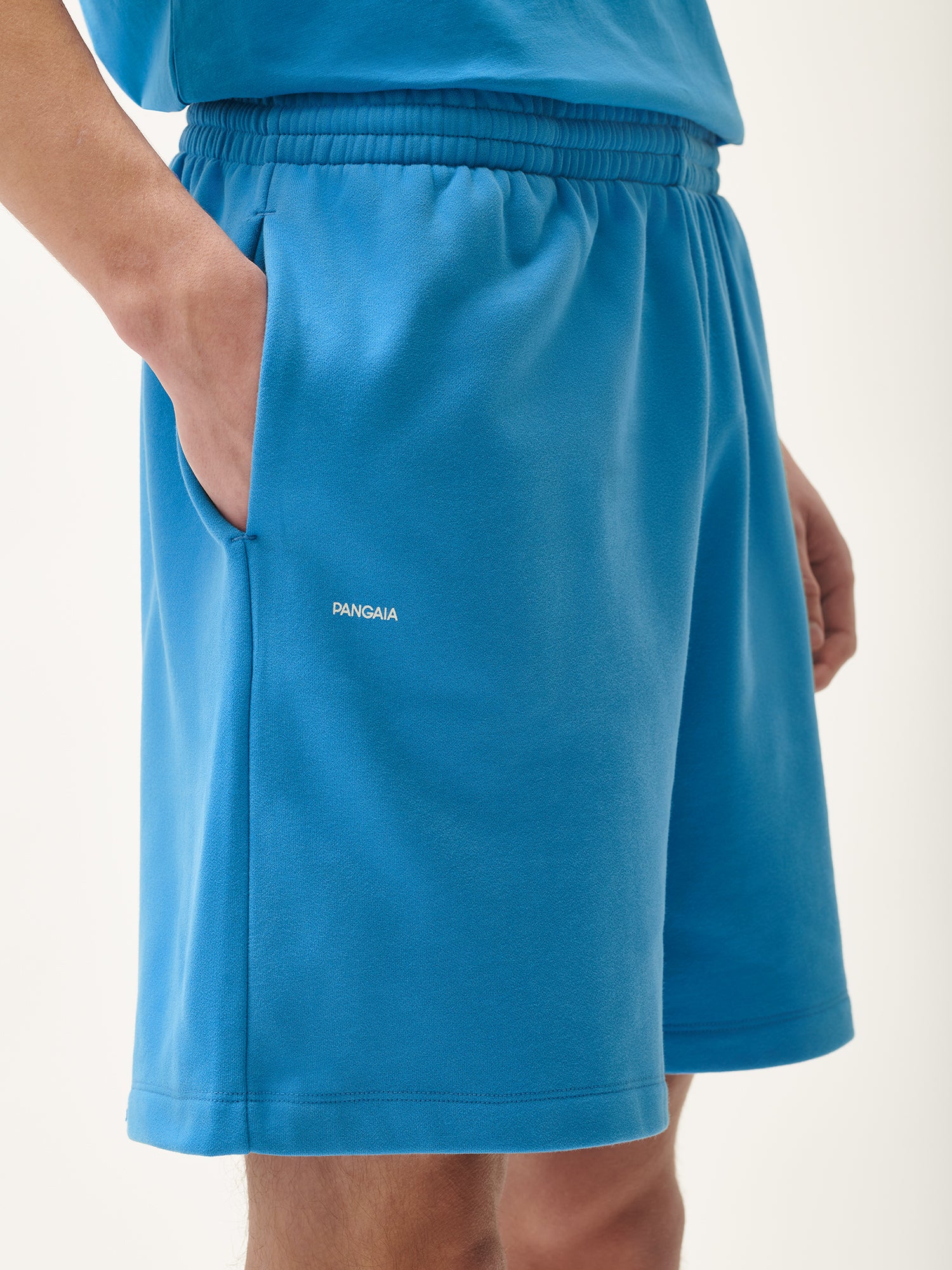 Shop Pangaia 365 Midweight Mid Length Shorts In Geyser Blue