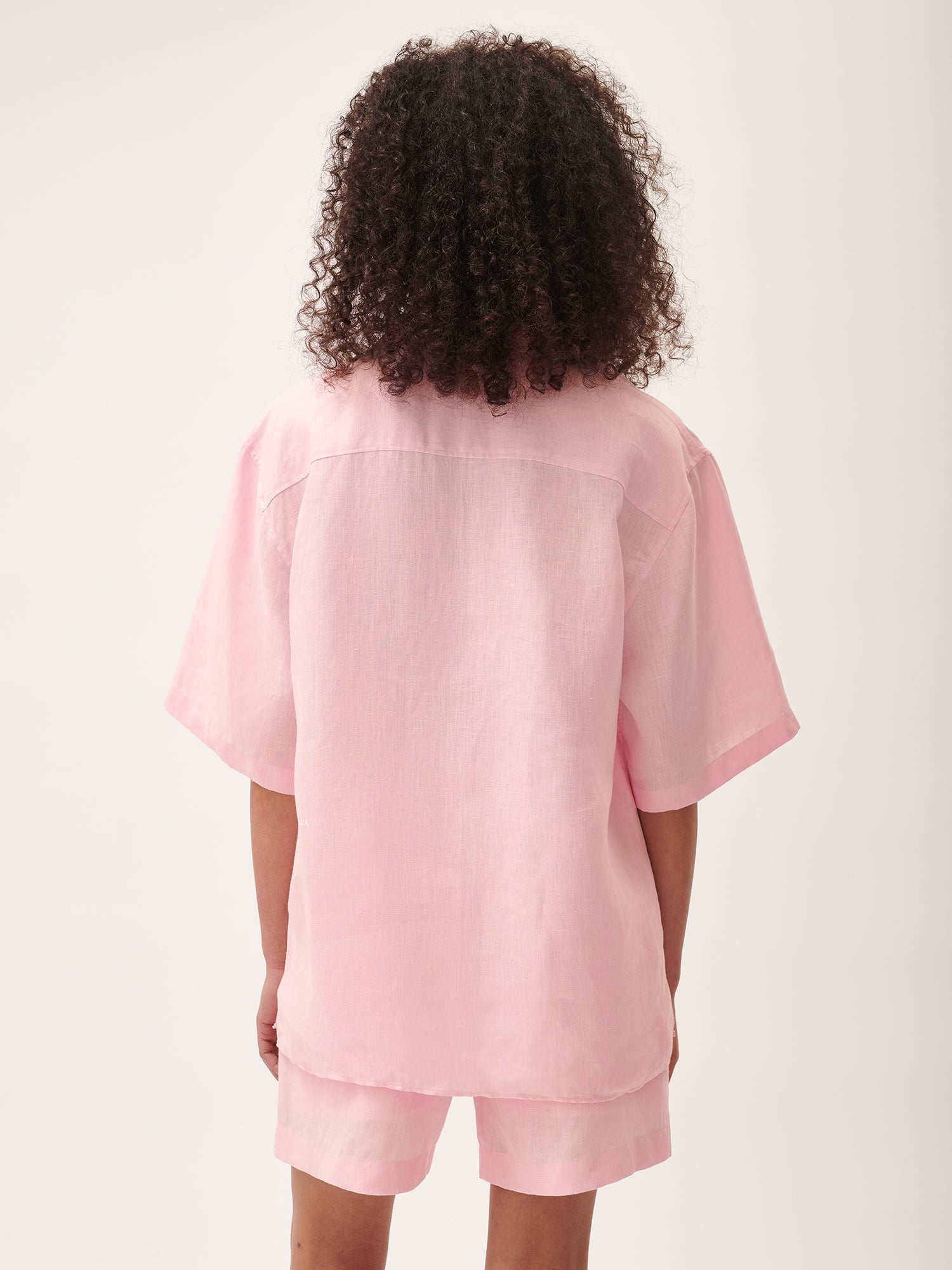 Shop Pangaia Dna Aloe Linen Camp Collar Shirt In Magnolia Pink