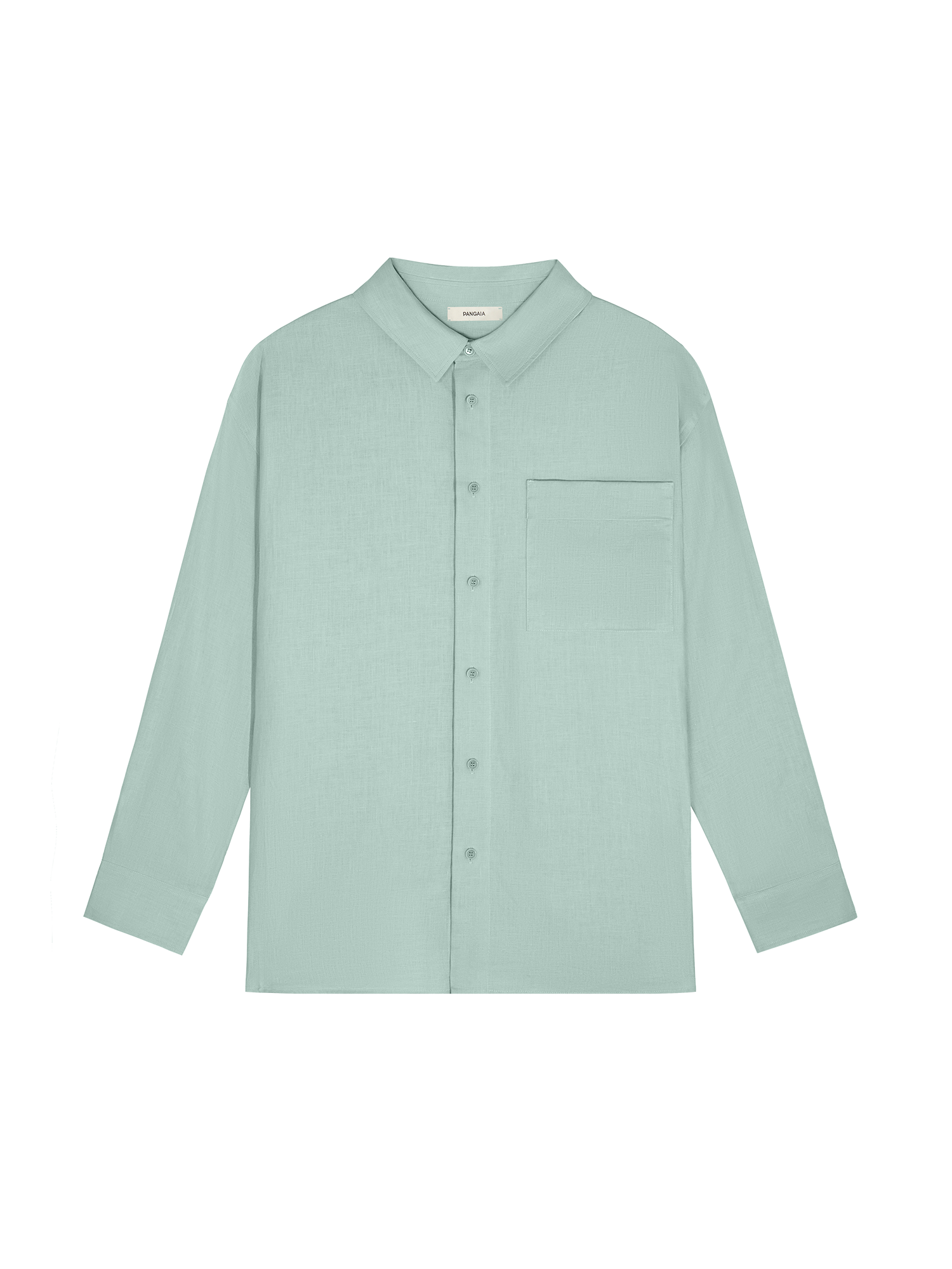Shop Pangaia Dna Aloe Linen Collared Long Sleeve Shirt — Eucalyptus Blue L