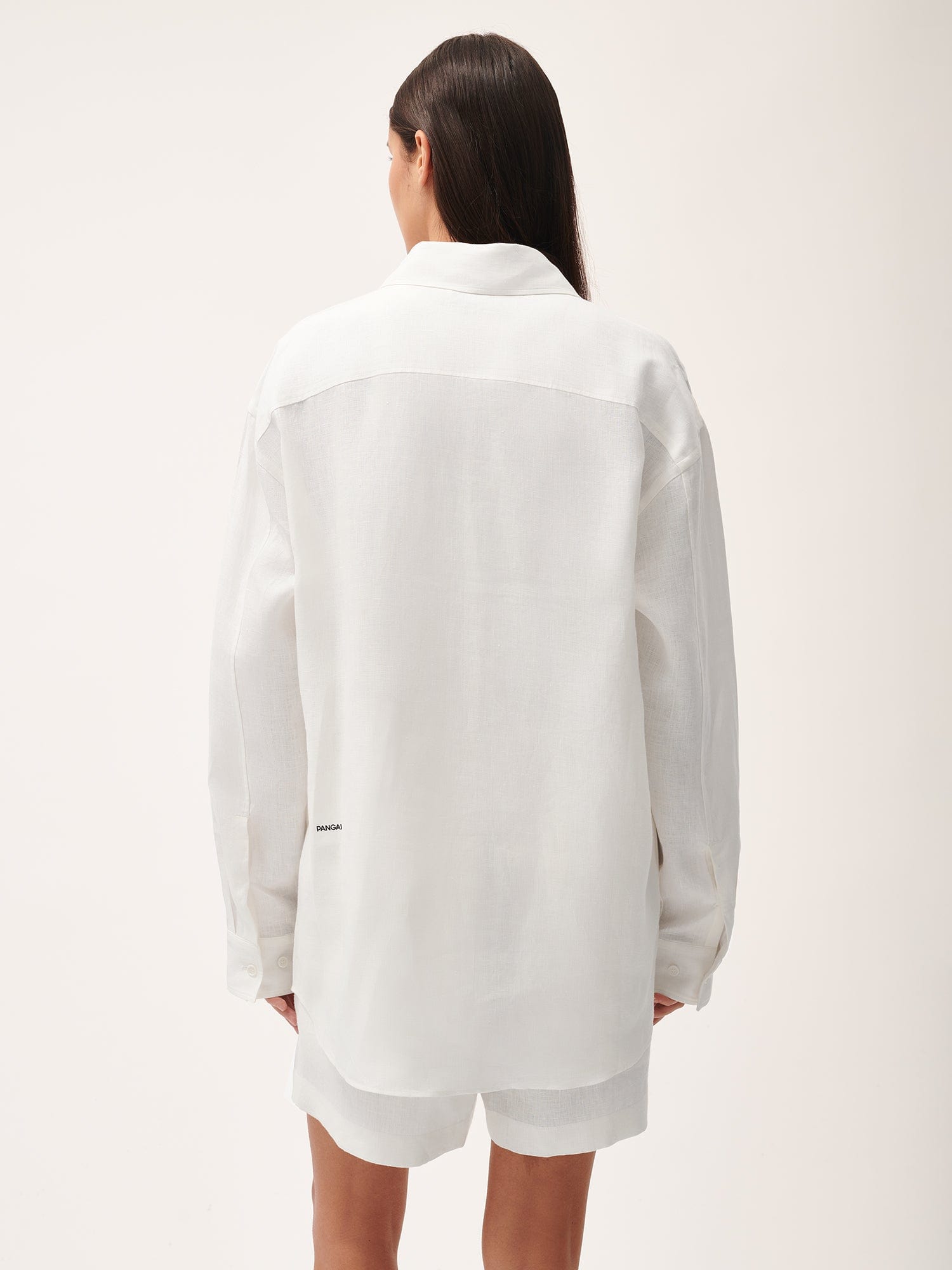 Shop Pangaia Dna Aloe Linen Collared Long Sleeve Shirt In Off-white