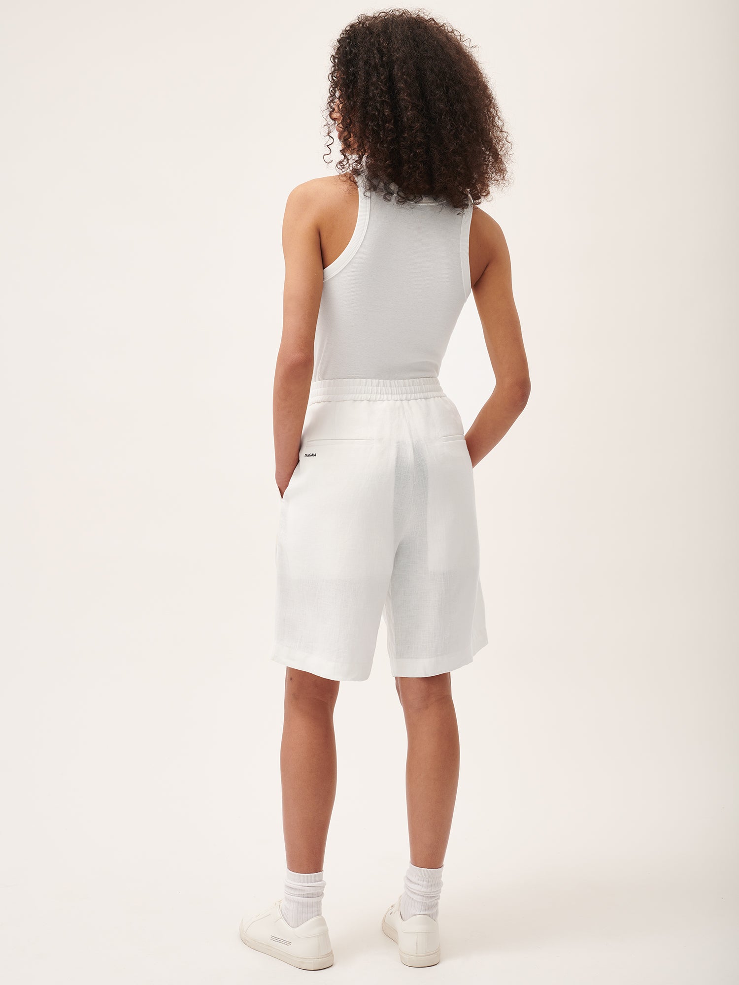 Shop Pangaia Dna Aloe Linen Long Shorts In Off-white