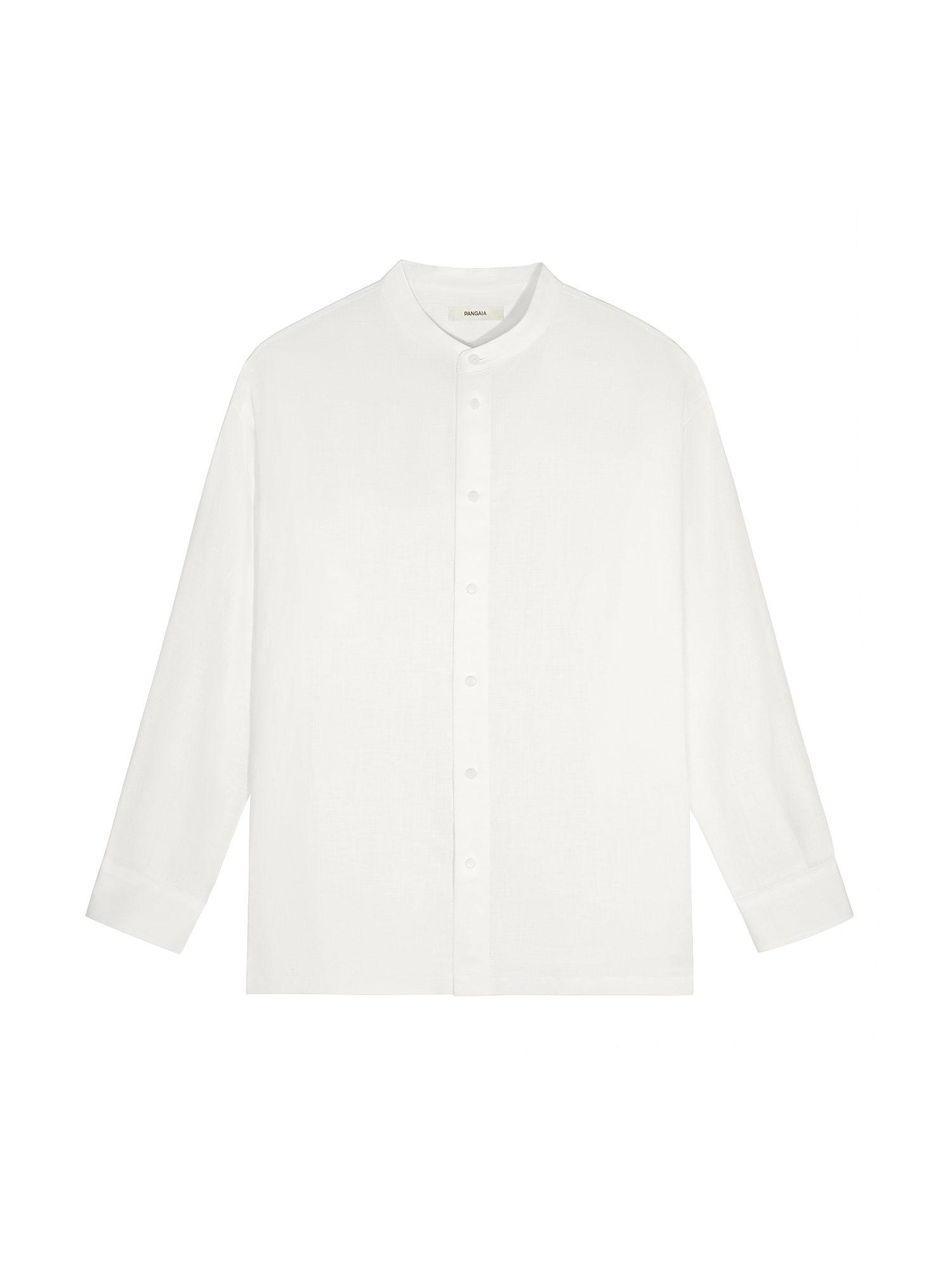 Shop Pangaia Dna Aloe Linen Mandarin Collar Long Sleeve Shirt In Off-white