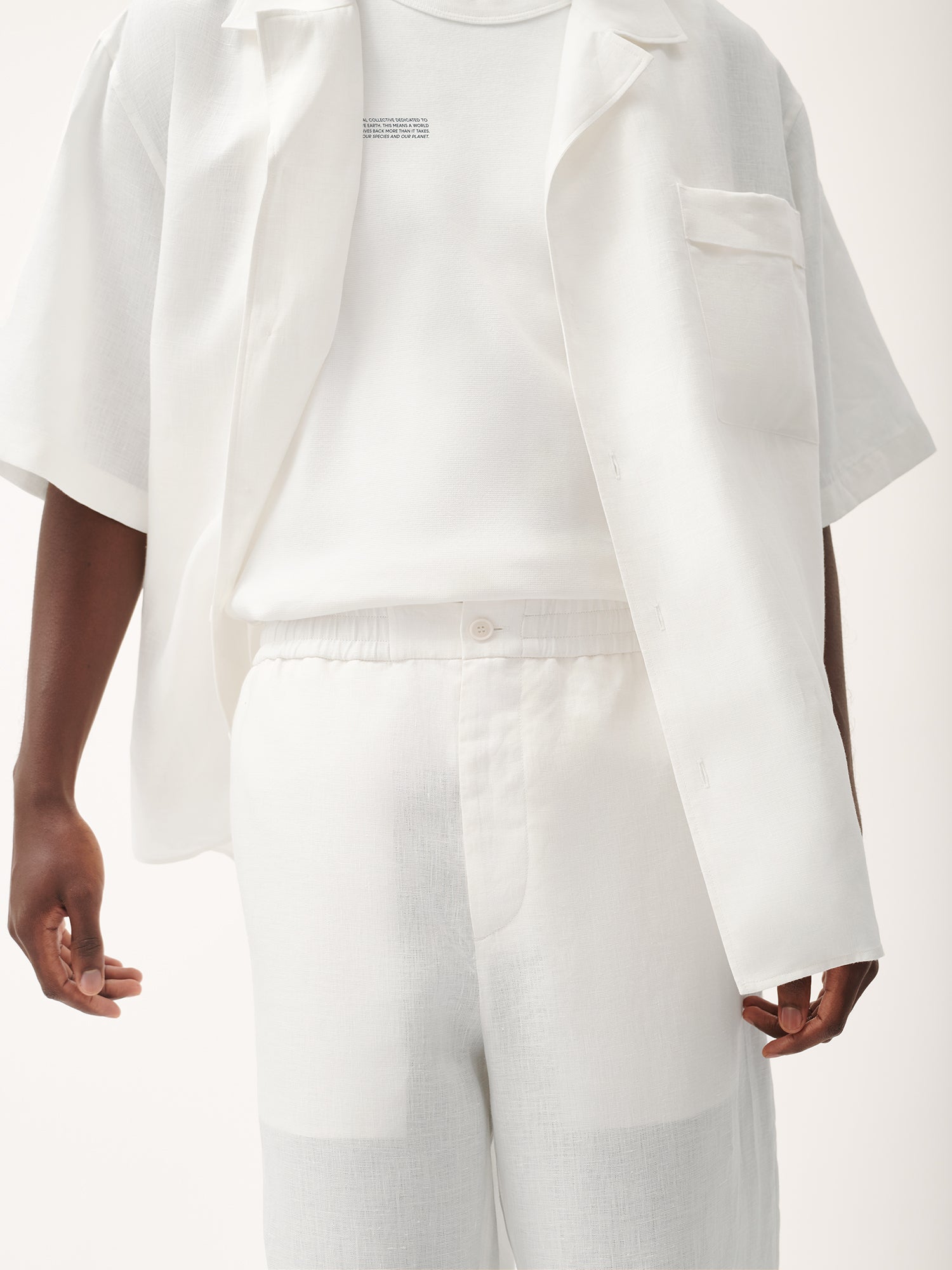 Shop Pangaia Men's Dna Aloe Linen Trousers In Off-white