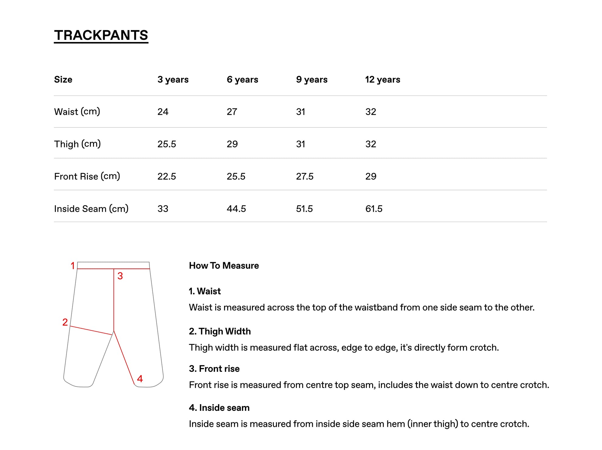 children's size guide