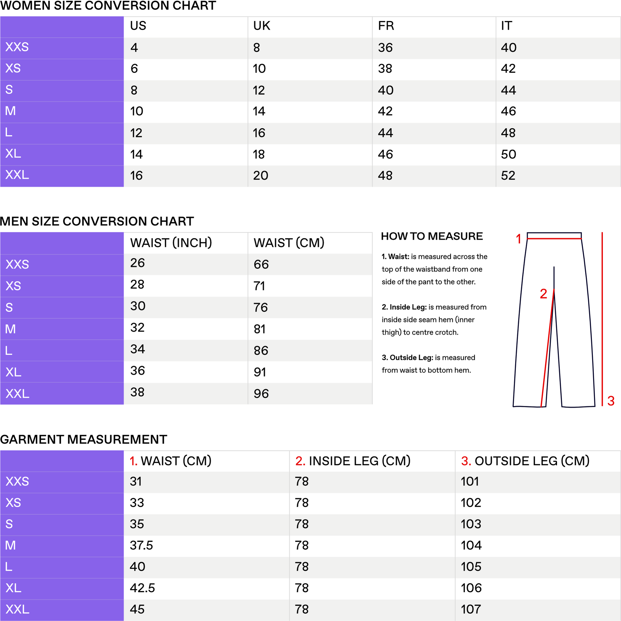 Sizing & Fit - Pangaia