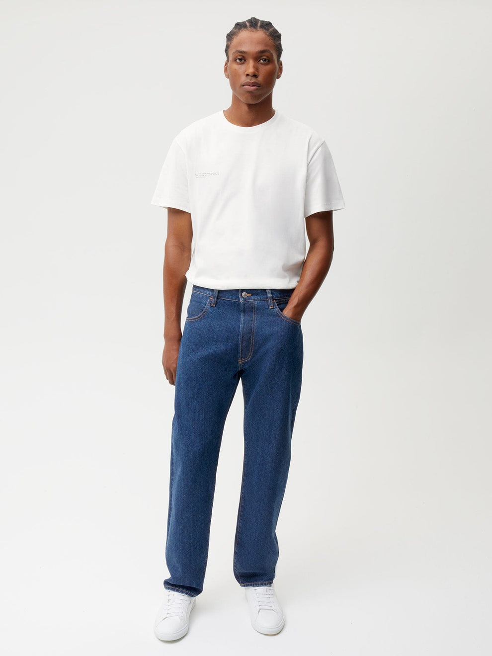 Nettle Denim Straight Leg Jeans - Mid Wash - Pangaia