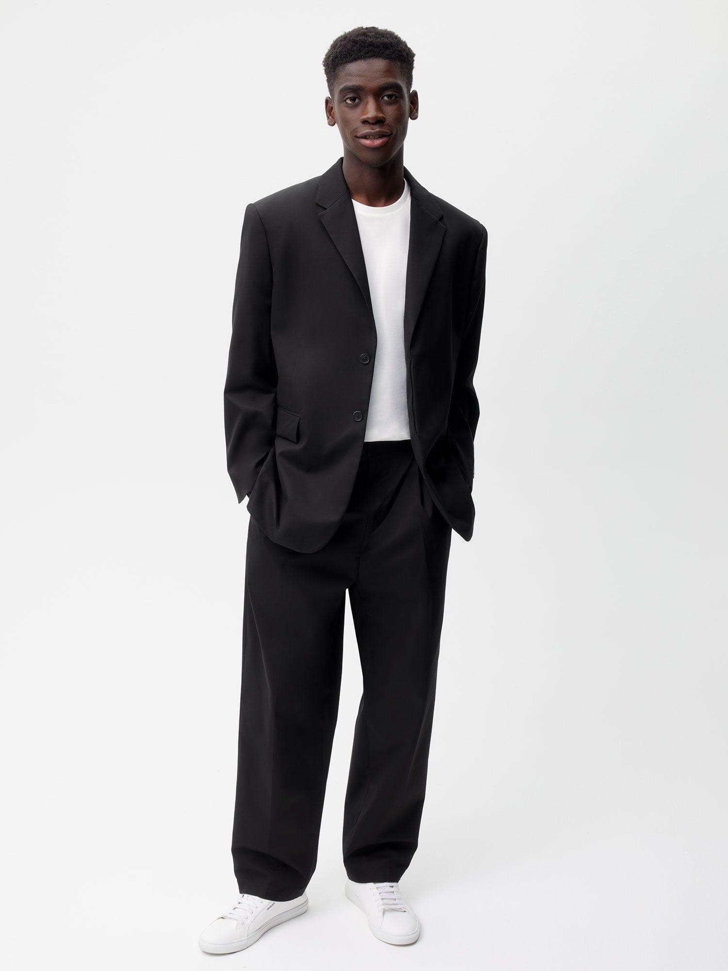 Men's Cotton Tailored Trousers—black