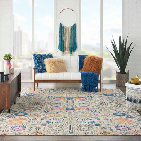 modern area rug in room