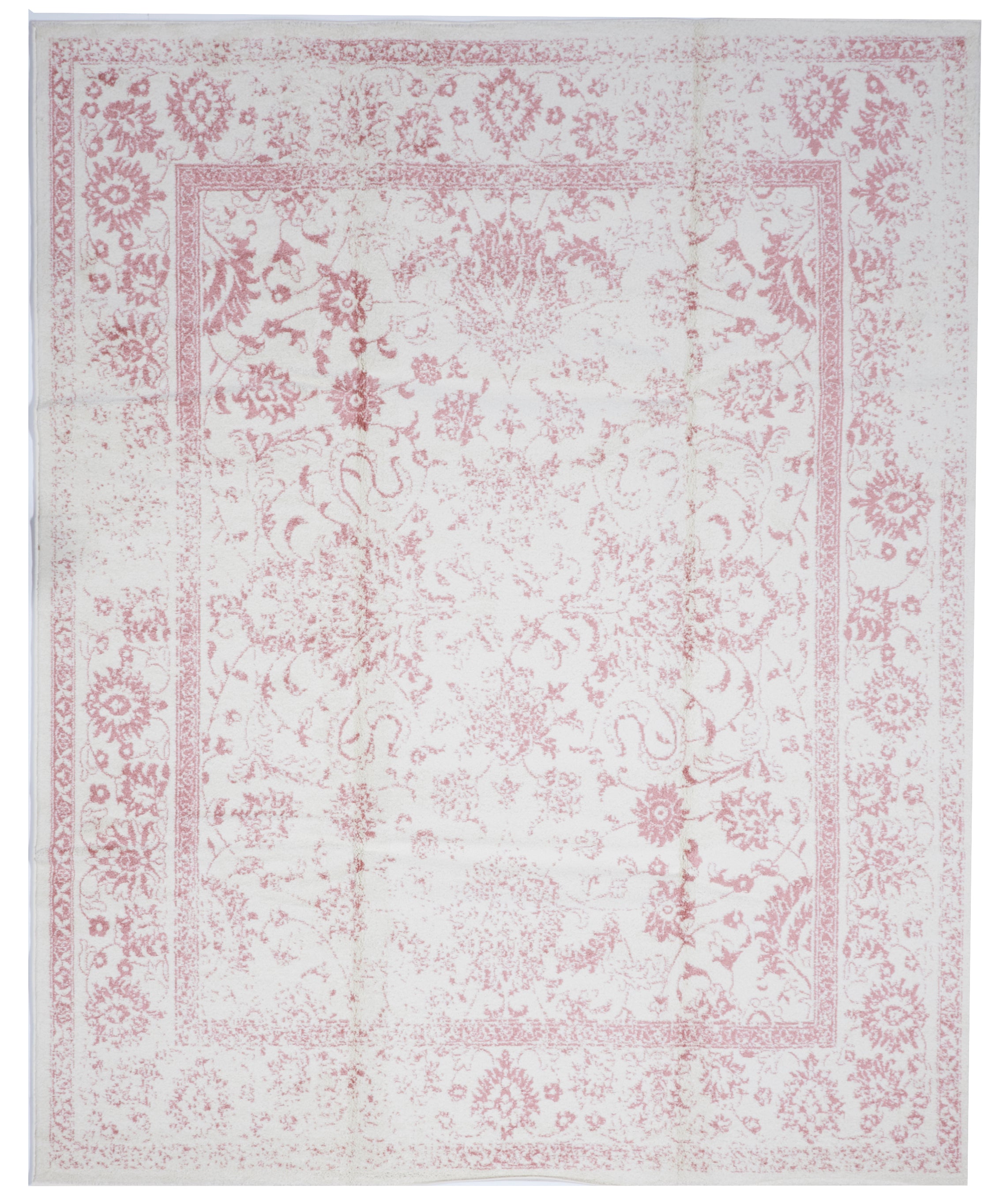 Transitional Machine Made Ivory Pink Olefin Rug 8' x 9'11