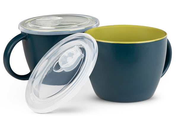 Reusable Ceramic Soup Cups Containers with Vented Lids- Set of 2 – kook