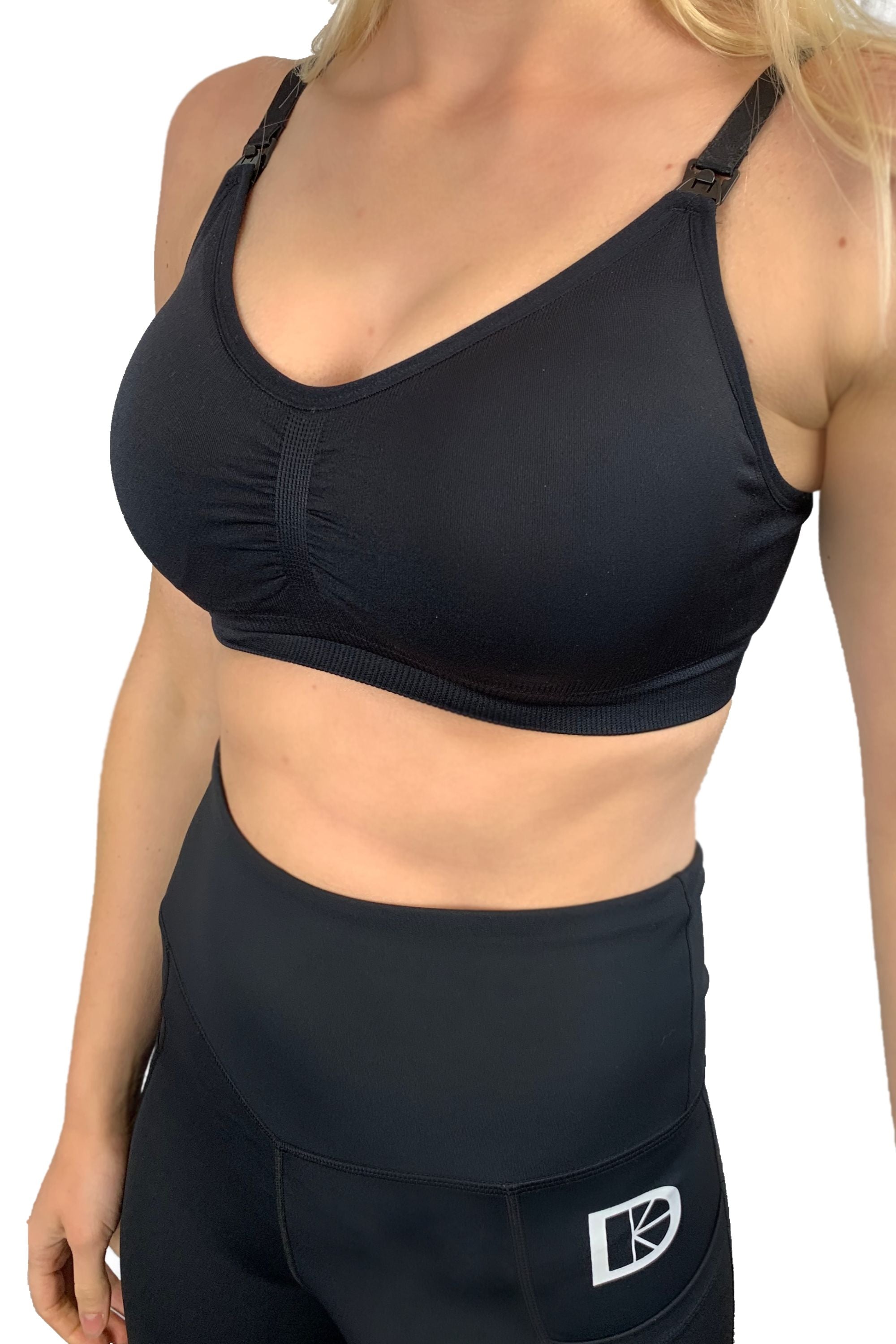 Black Maternity & Nursing Sports Bra