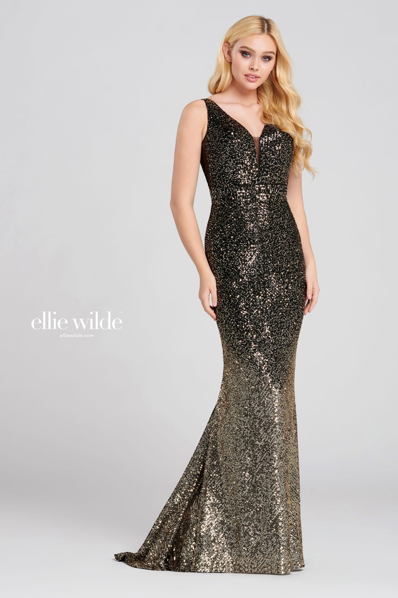 black and gold sequin gown