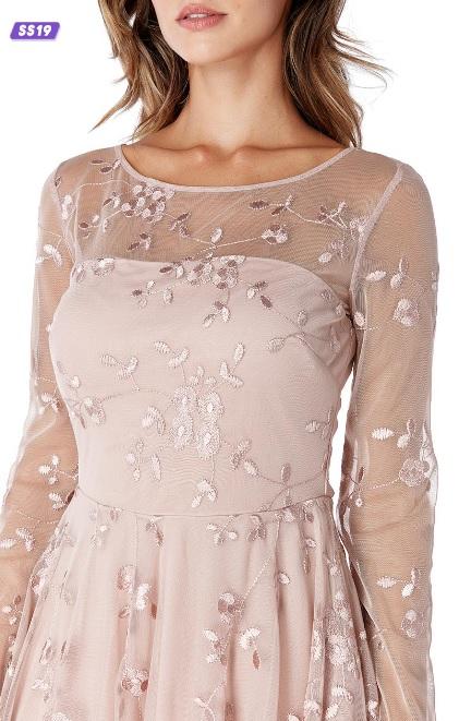 embroidered midi dress misty rose