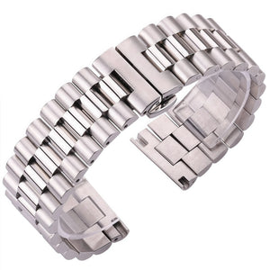 3-Link Stainless Steel Watch Strap – 316L Solid End Bracelet (16–22mm) - Viva Timepiece