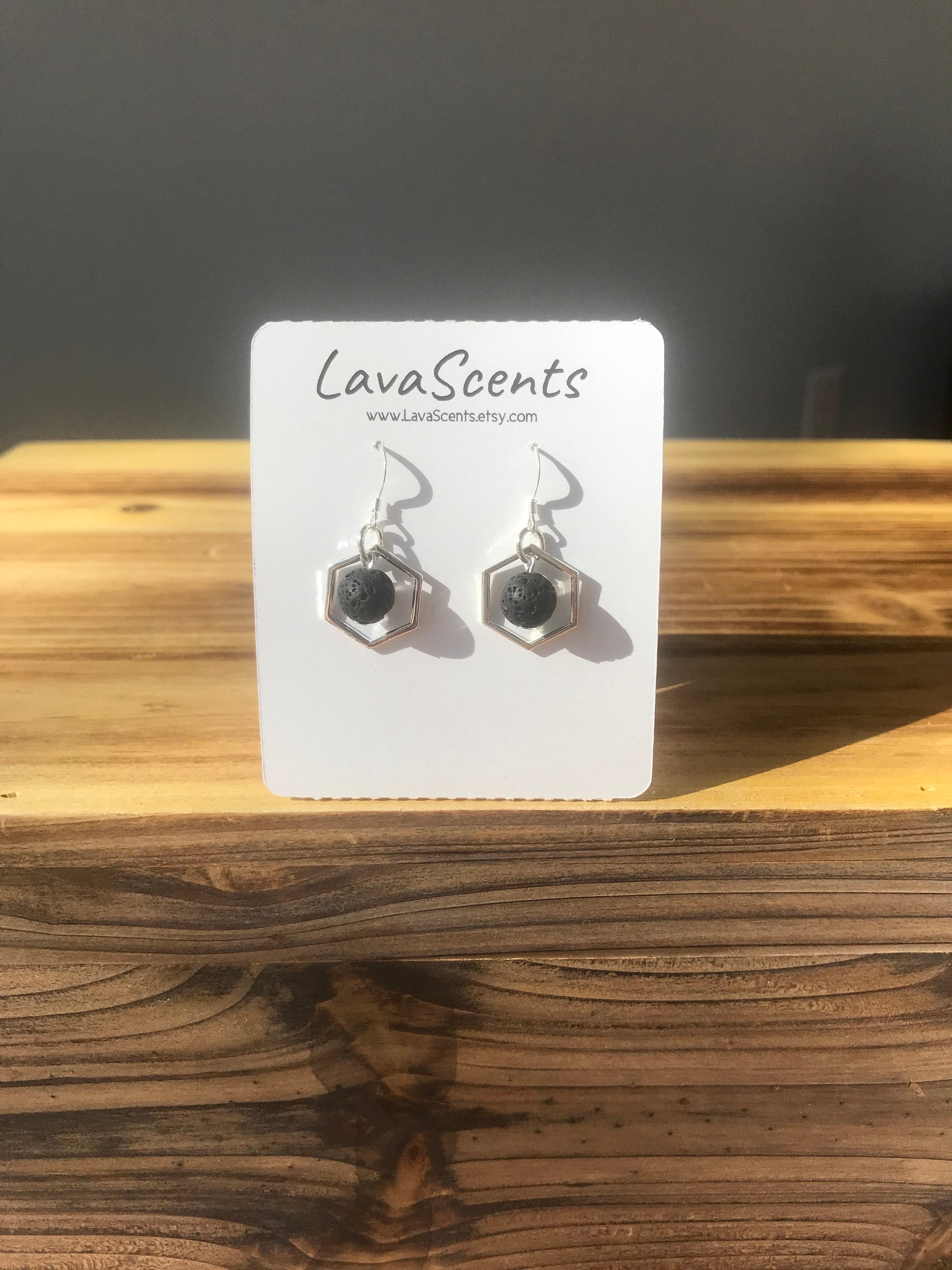Hexagon and Lava Diffuser Earrings