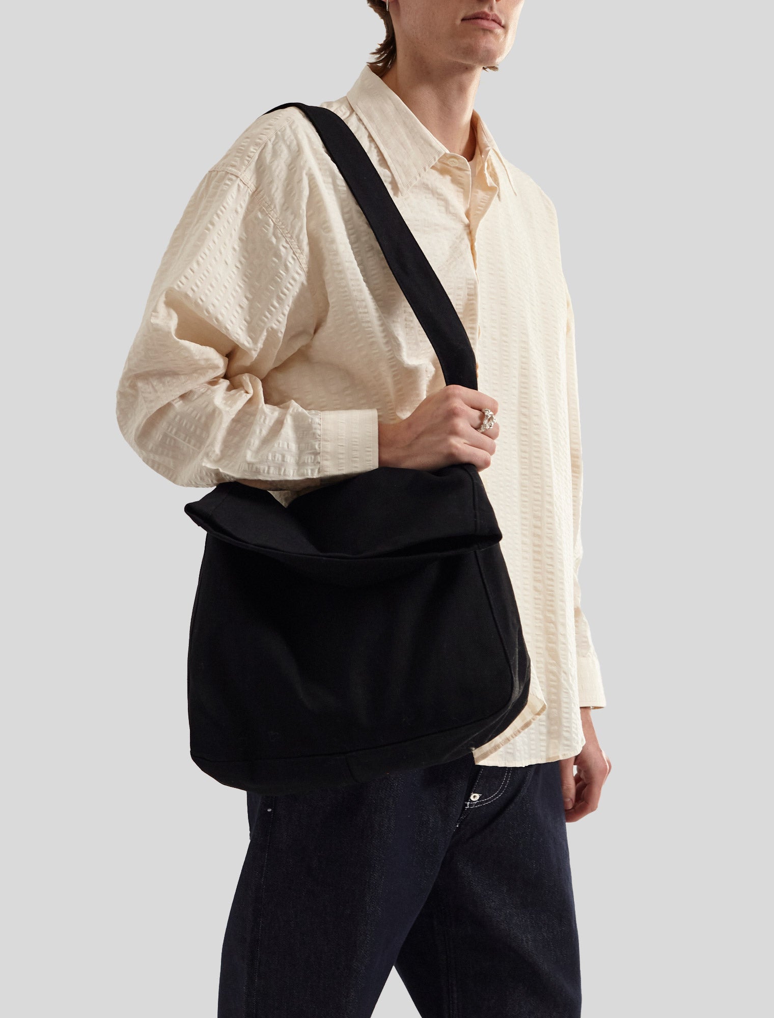 OUR LEGACY SLING BAG Washed Black Denim-