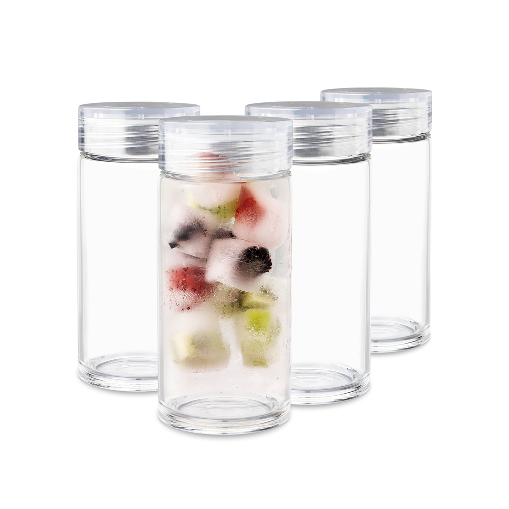 Small Clear Glass Bottles With Lids For Liquids, Wide Mouth Short