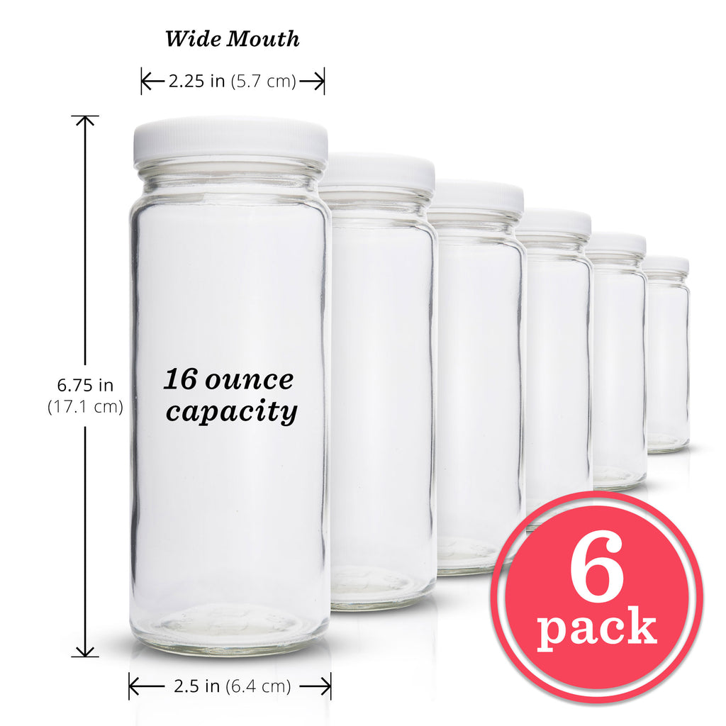 Original Series Extra Large Glass Bottles w/ White Lids, 32 oz