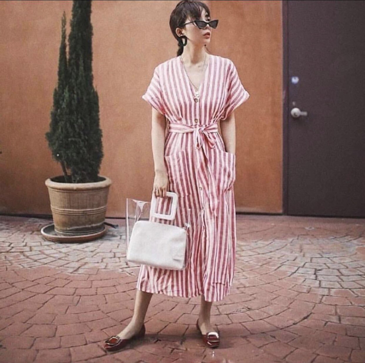 red striped maxi dress