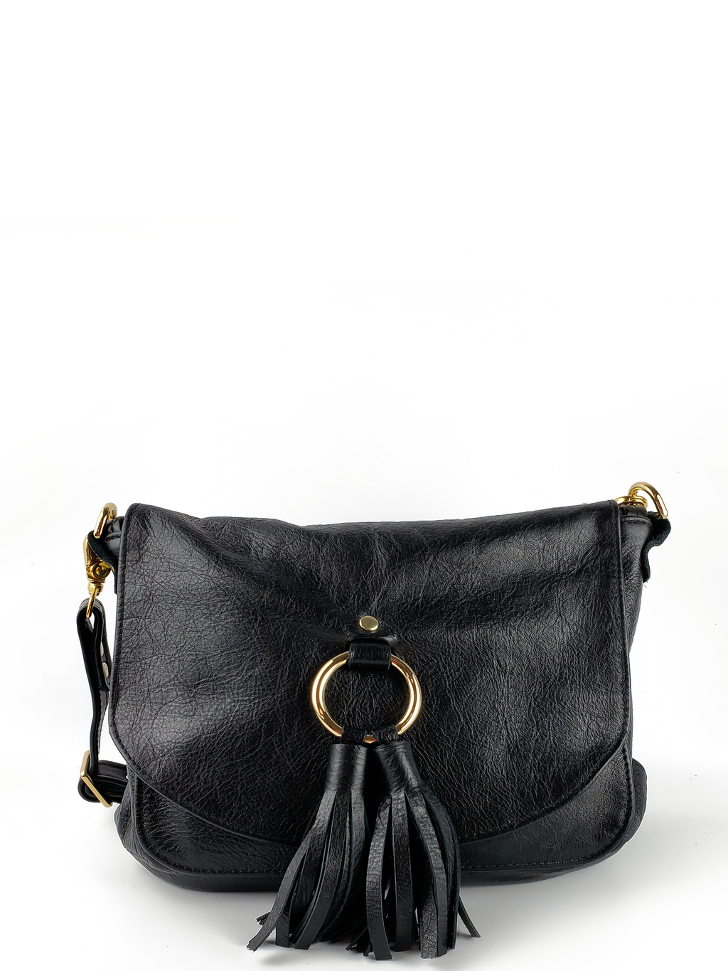 Fossil Heritage Top Handle Leather Crossbody Saddle Bag - Black