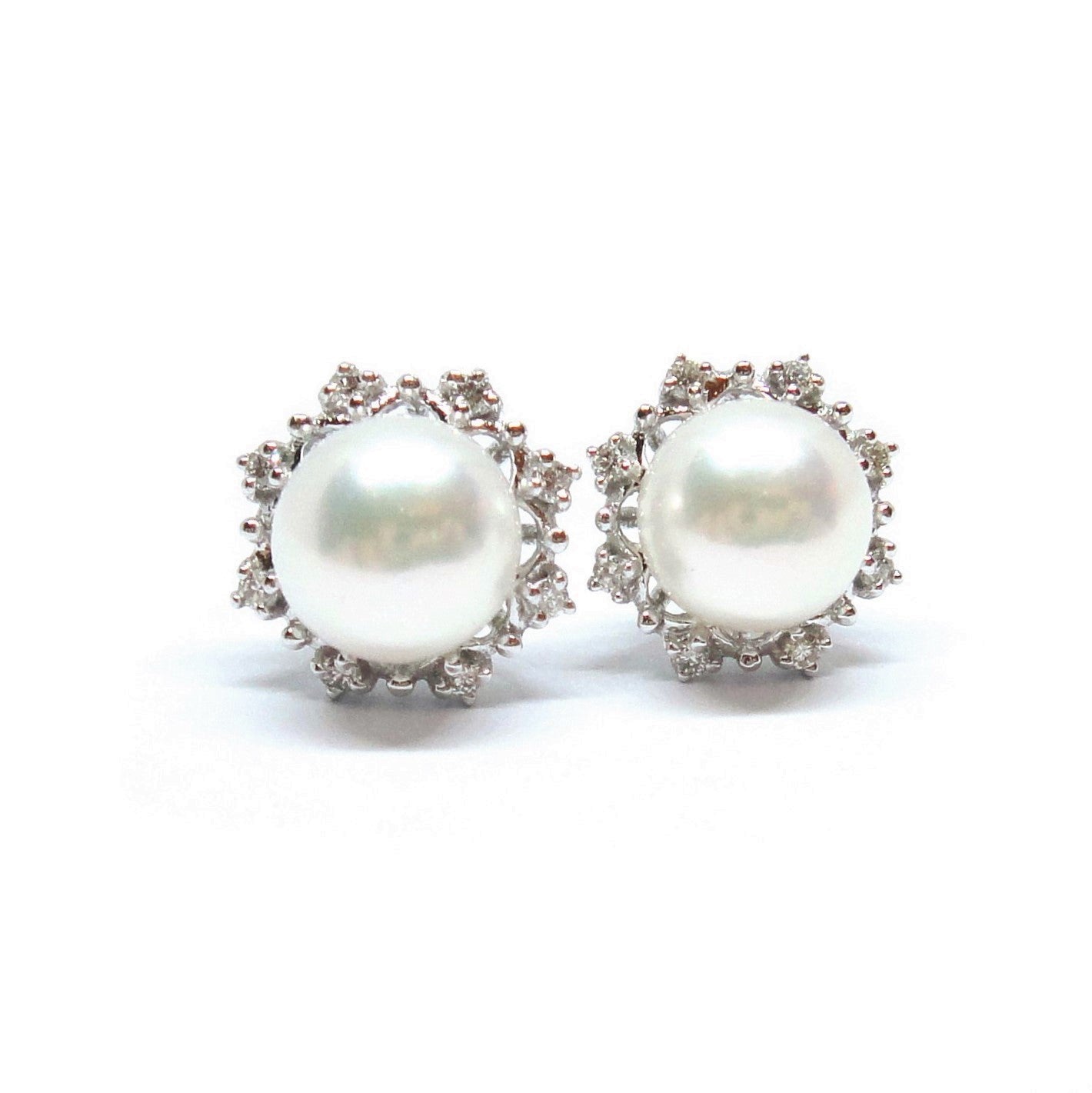 pearl and diamond studs