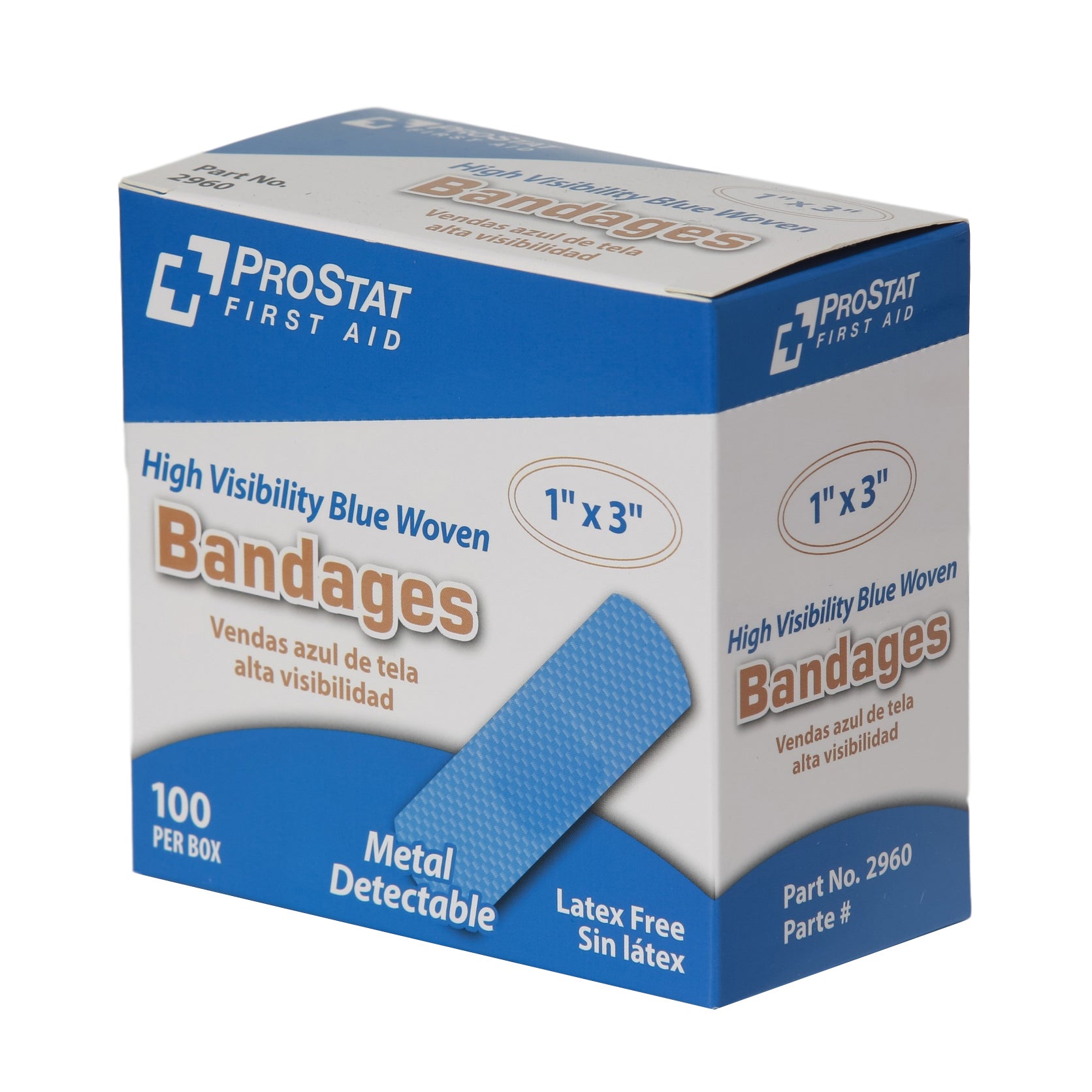 High Visibility Blue Metal Detectable Aid Box 100 | ABC Supplies First Bandages - Per