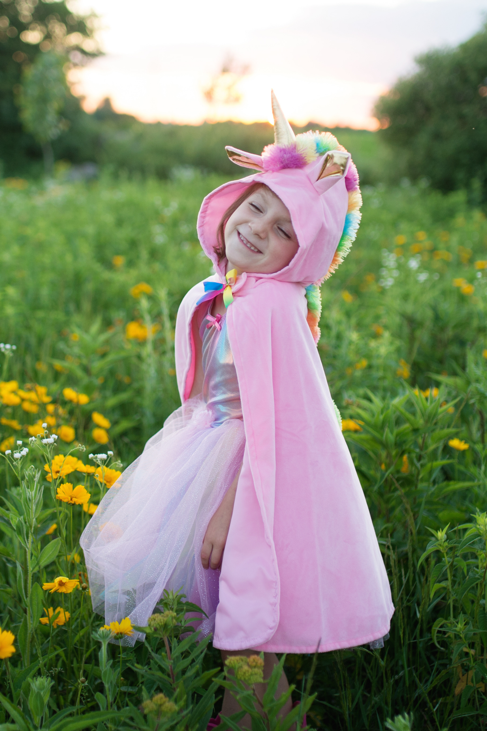 Pink Shimmer Unicorn Dress & Headband, Size 3-4