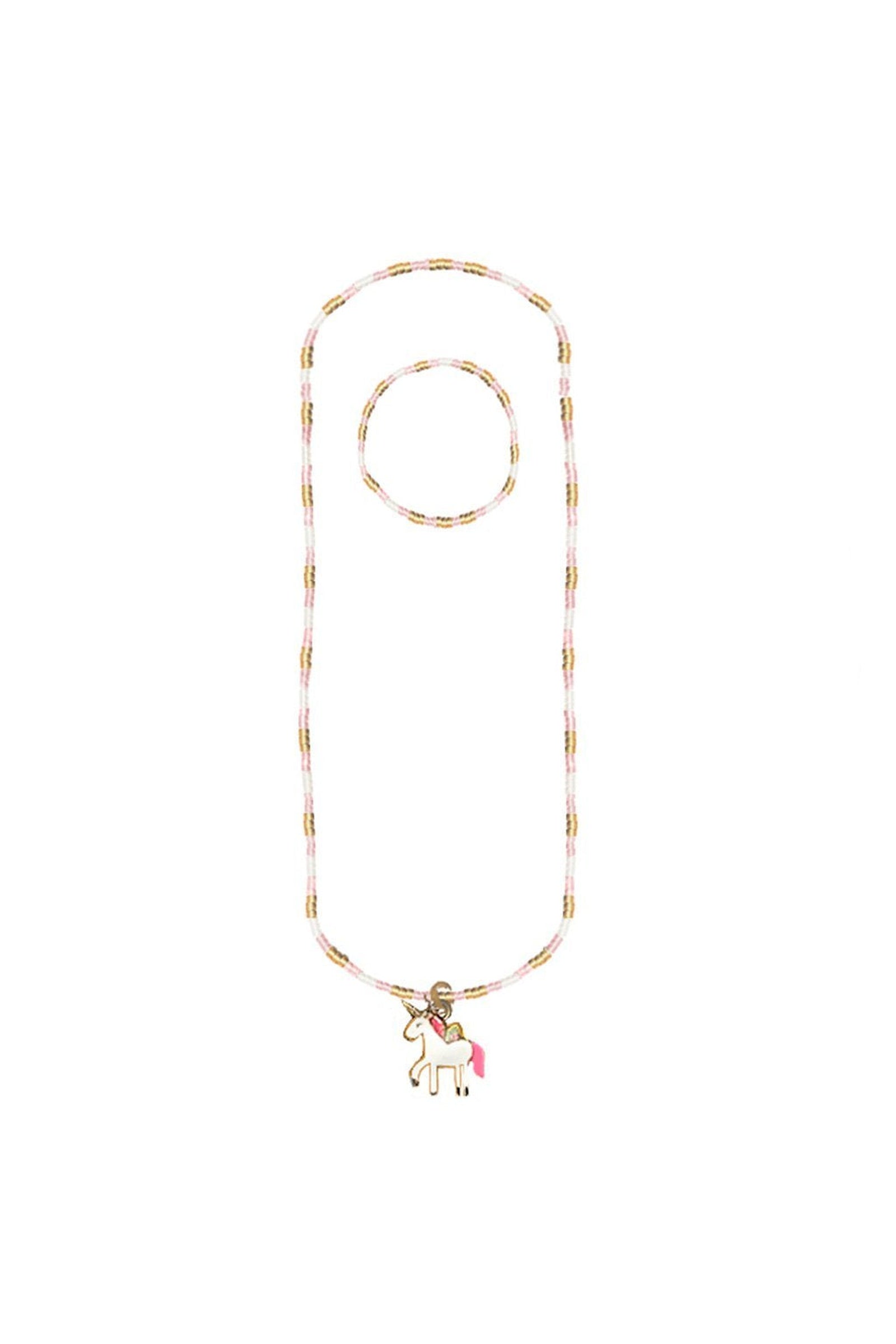 White Sparkle Unicorn Necklace and Bracelet Set-CE86125-M