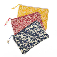 Red, yellow and navy blue Sew your own coin purse making kit