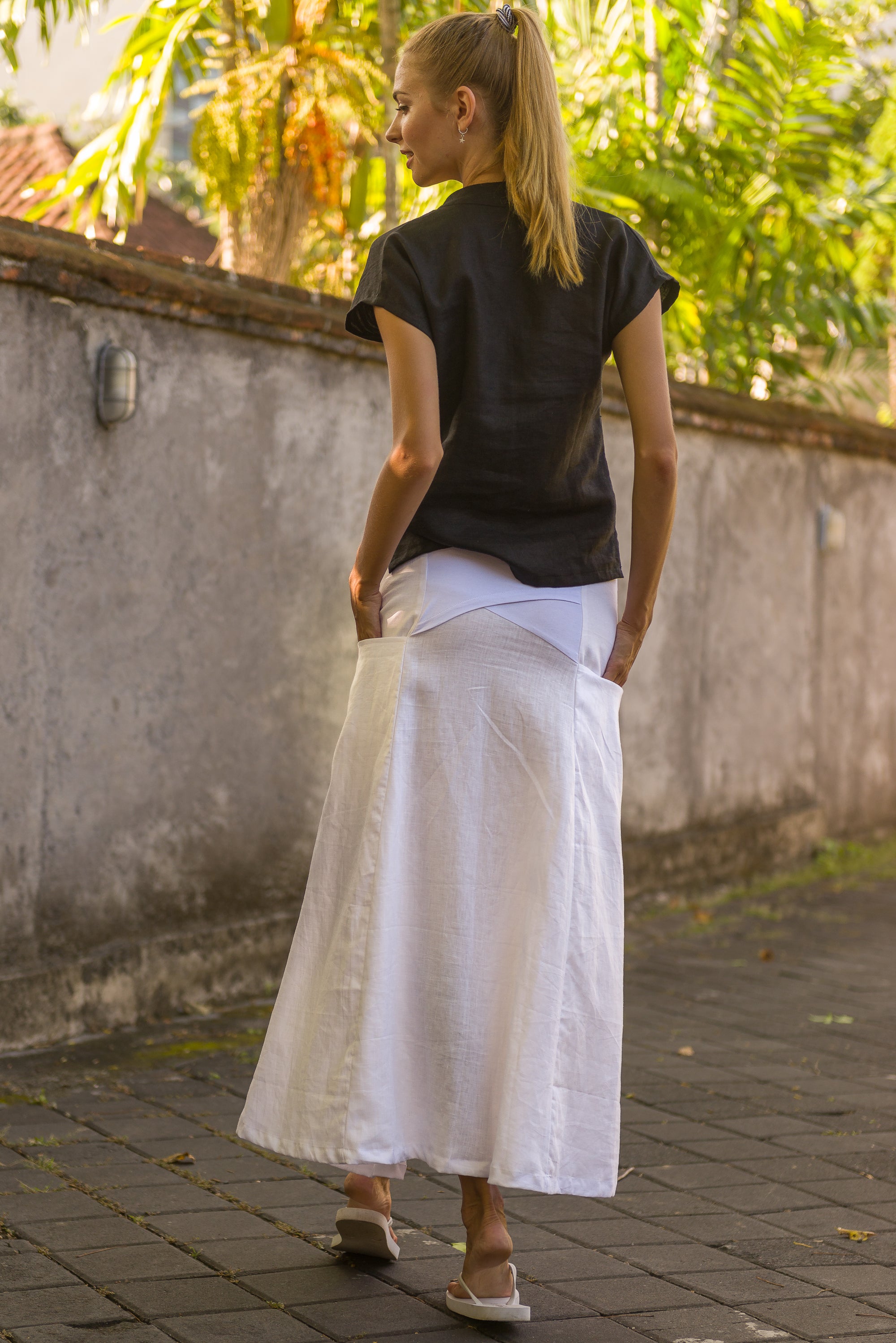 Linen Uli Skirt 158-135 - Santai Bali Collection by Maggie Walt
