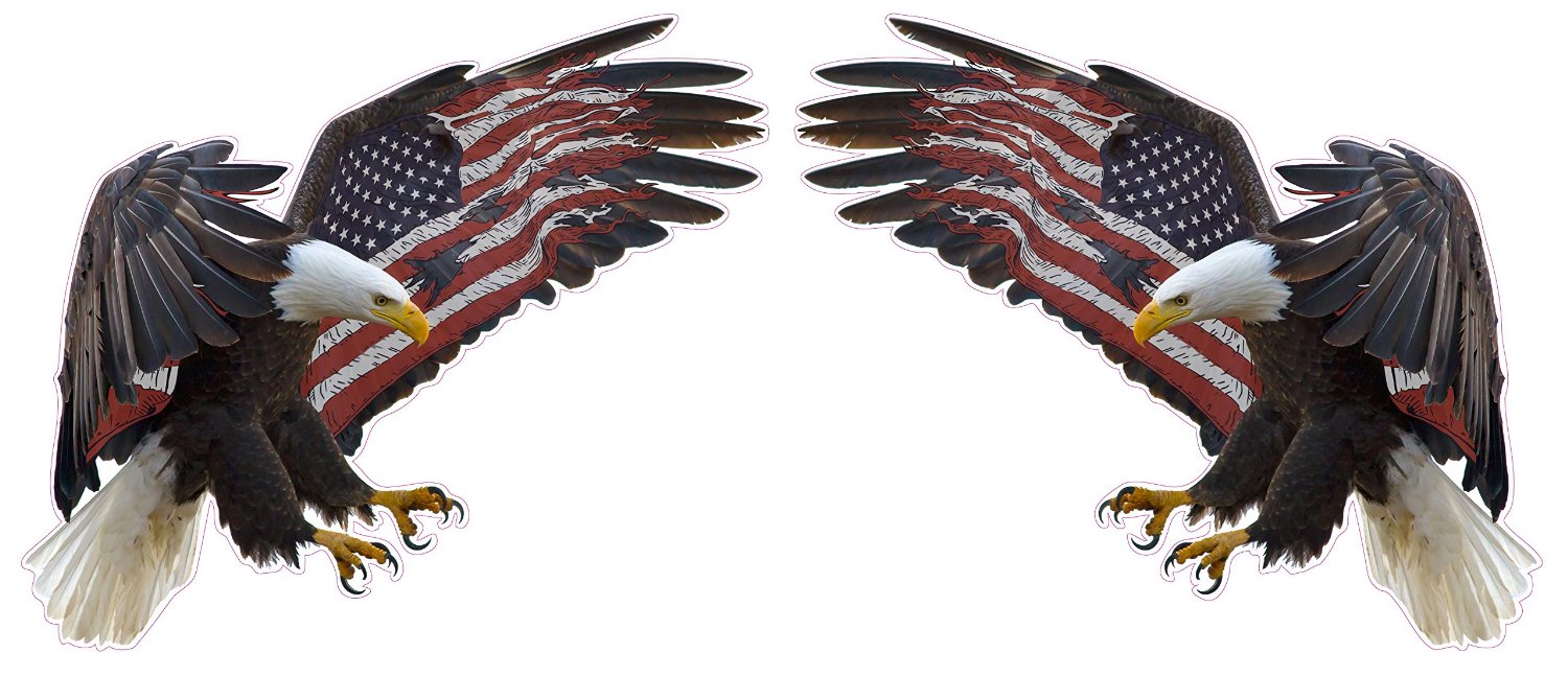 UV Laminated American Eagle American Flag X Large Pair Decal