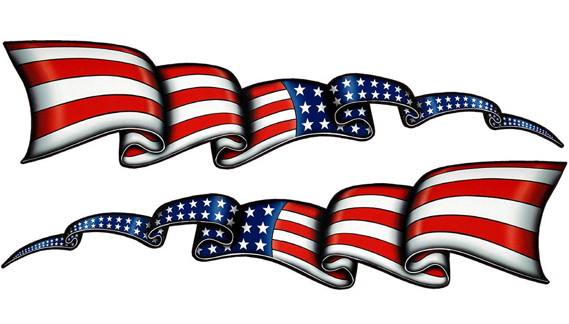 Waving American Flag Stripes Pairs | Nostalgia Decals Vinyl Auto