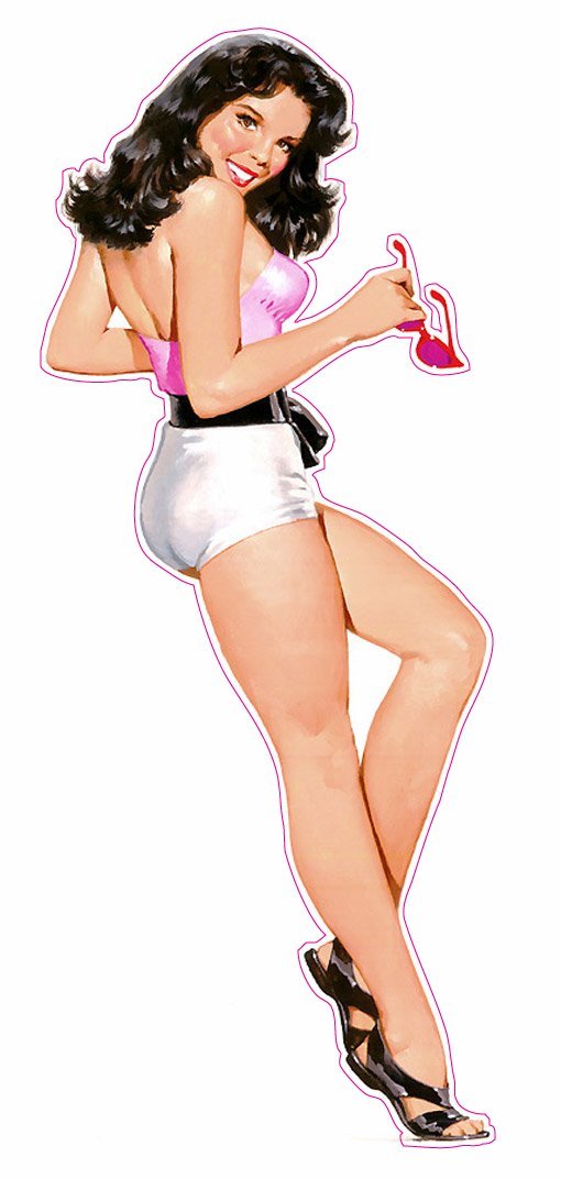 Brunette In Shorts Pin Up Girl Decal Nostaglia Decals Pin Up Girl 