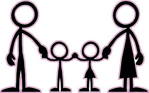 Stick Family Mom Dad Son and Daughter Decal | Nostalgia Decals Stick