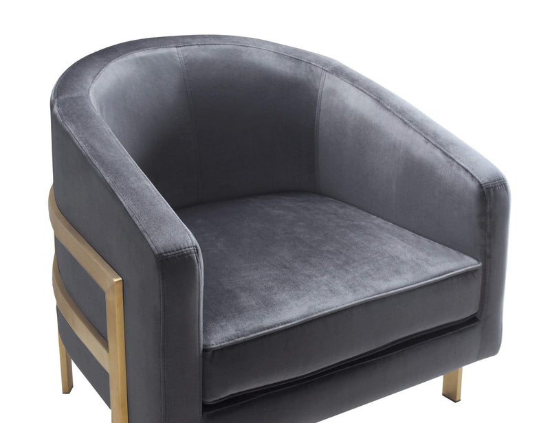 Iconic Home Monte Accent Club Chair Velvet Cushion Seat Brushed Brass Stainless Steel Frame - Chic Home Design