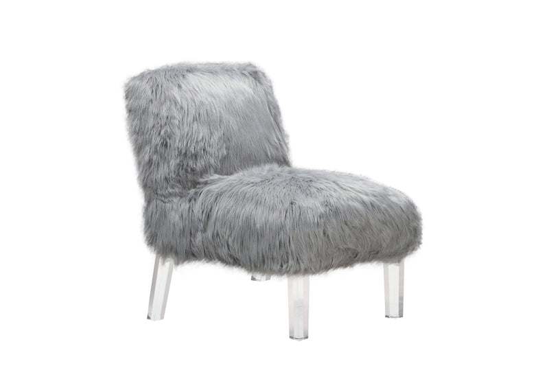 Iconic Home Fabio Accent Side Chair Sleek Stylish Faux Fur Upholstered Armless Design Acrylic Legs - Chic Home Design