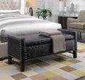 Iconic Home Archer Storage Bench Crocodile Stamped PU Leather Upholstered Espresso Legs Bench - Chic Home Design