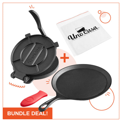 COMAL PAN AND TORTILLA PRESS (8IN) BUNDLE, Uno Casa