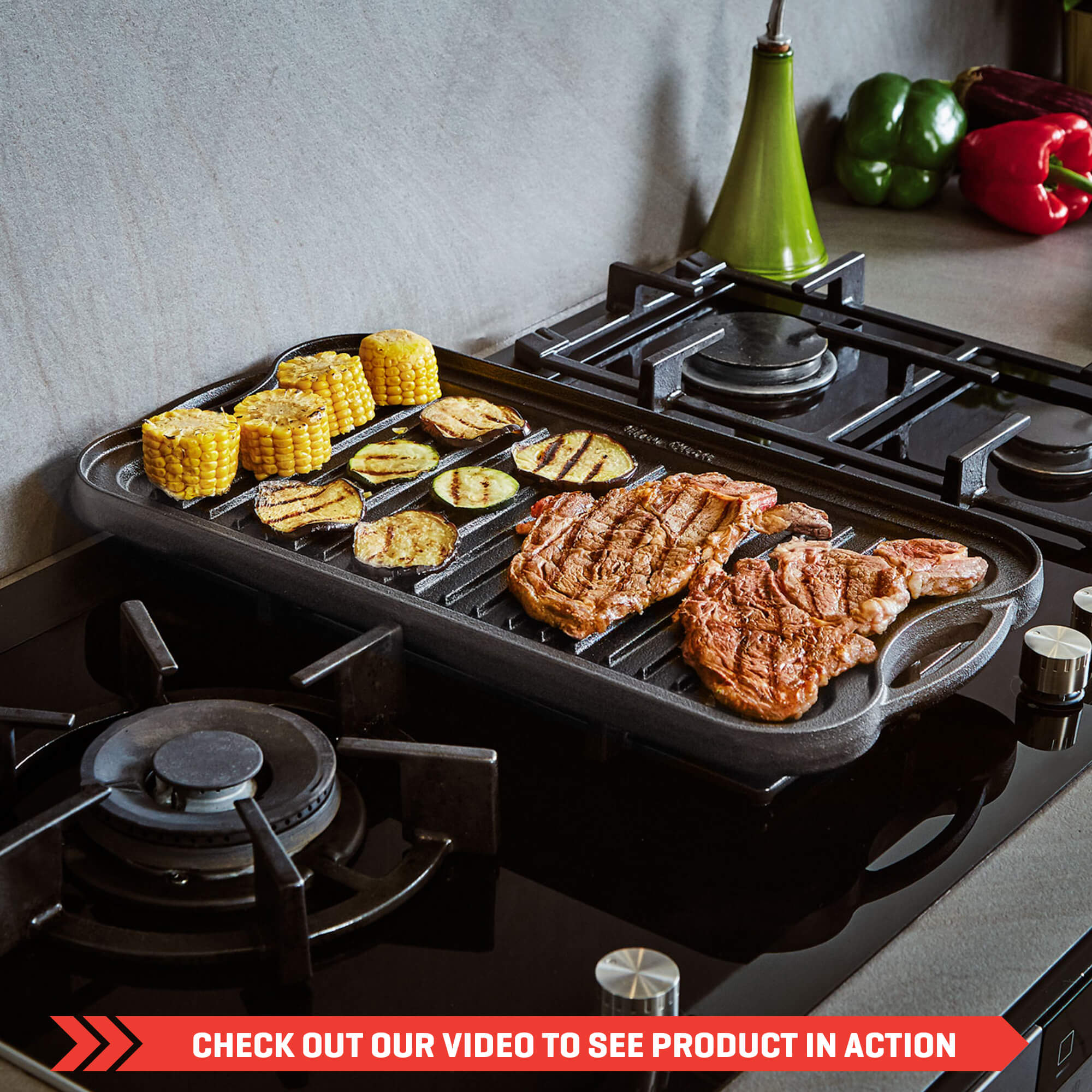 Gas Cooktop w/ Reversible Cast Iron Grill/Griddle