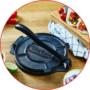 Tortillada – Tortilla Press, Quesadilla/Roti Maker (8 inch) Cast Iron with Recipes E-Book