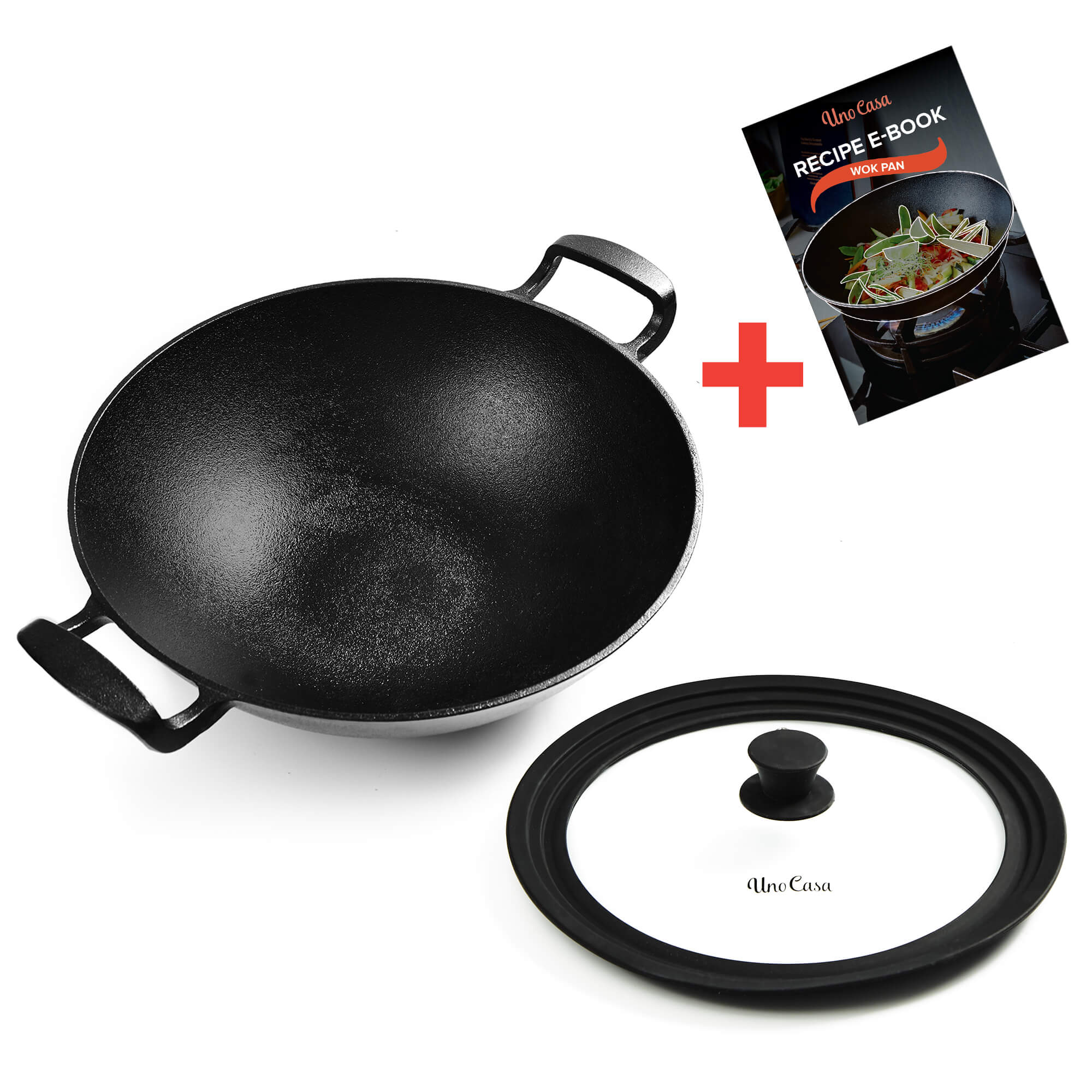 Cast Iron Wok with Silicone Lid - Uno Casa