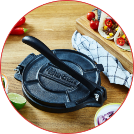 10 Inches Cast Iron Tortilla Press with FREE 100 Pieces Oil Paper